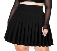 Moon Wood Jupe Short Femme Élastique Taille Haute Jupe Courte Unie Plissée Mini Jupes Tennis Patineuse avec Short Intégré Grande Taille Noir 5XL