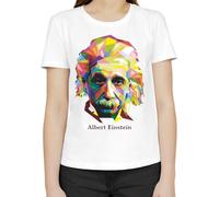 Moonai Albert Einstein T-Shirt Femme Classique Col Rond Manches Courtes X-Small