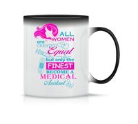 Moonai All Women Are Created Equal But Only The Finest Become A Medical Assistant Tasse à Thé à Café En Céramique Classique Blanc Noir Rose Magie 330ml