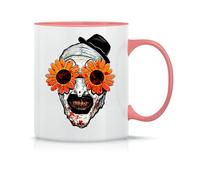 Moonai Art The Clown Flowers Eyes Tasse à Thé à Café En Céramique Classique Blanc Noir Rose Magie 330ml