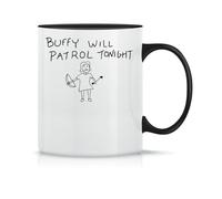 Moonai Buffy Will Patrol Tonight Tasse à Thé à Café En Céramique Classique Blanc Noir Rose Magie 330ml