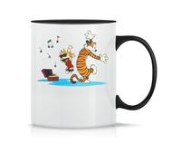 Moonai Calvin and Hobbes Dancing with Music Tasse à Thé à Café En Céramique Classique Blanc Noir Rose Magie 330ml