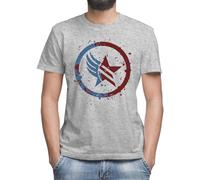 Moonai Mass Effect Renegade:Paragon Combo Splatter T-Shirt Classique Homme Col Rond Manches Courtes T-Shirt Gris Classique Homme Col Rond Manches Courtes X-Large