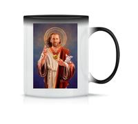 Moonai Nicolas Cage, Saint Nicolas Of Cage Jesus Portrait Tasse à Thé à Café En Céramique Classique Blanc Noir Rose Magie 330ml, Moonai-Mug-Magic-330ml-DBHGB