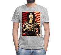 Moonai Patti Smith Poster T-Shirt Gris Classique Homme Col Rond Manches Courtes 2X-Large