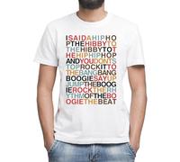 Moonai Rapper's Delight Sugarhill Gang Colorful Slogan T-Shirt Blanc Classique Homme Col Rond Manches Courtes X-Large