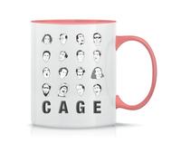 Moonai The Many Faces Of Nicolas Cage Tasse à Thé à Café En Céramique Classique Blanc Noir Rose Magie 330ml
