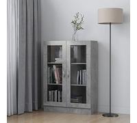 MOONAIRY Armoire à vitrine Gris béton 82,5x30,5x115 cm Aggloméré,Armoire à Vitrine,Bibliothèque,Armoire à Livres,Meuble de Rangement