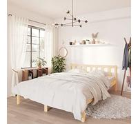 MOONAIRY Cadre de lit Bois de pin Massif 140x190 cm, Cadre de Lit, Sommier à Lattes, Lit Adulte, Chambre à Coucher