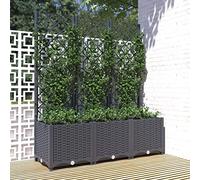 MOONAIRY Jardinière avec Treillis Gris foncé 120x40x136 cm PP,Jardinières,Jardinieres Exterieur,Bac Jardiniere,Bac à Fleurs Extérieur,Jardinieres Balcon