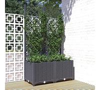 MOONAIRY Jardinière avec Treillis Gris foncé 80x40x136 cm PP,Jardinières,Jardinieres Exterieur,Bac Jardiniere,Bac à Fleurs Extérieur,Jardinieres Balcon