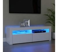 MOONAIRY Meuble TV avec lumières LED Blanc 120x35x40 cm,Meuble TV,Meuble TV Moderne,Meuble de Salon