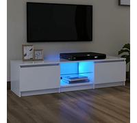 MOONAIRY Meuble TV avec lumières LED Blanc 140x40x35,5 cm, Moderne, de Salon