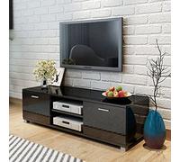 MOONAIRY Meuble TV Table Television Buffet Armoire Basse Centre de Divertissement Meuble de Salon Maison Intérieur Meuble TV à Haute Brillance Noir 140 x 40,3 x 34,7 cm