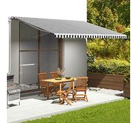 MOONAIRY Tissu de Remplacement pour Store Banne Extérieur - Toile d'Auvent Anthracite et Blanc 5x3 m