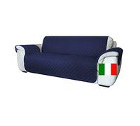 Moonange Housse de canapé 2 Places avec accoudoirs et Assise 120 cm. Imperméable, réversible, antidérapante, Relaxation, Anti-Taches, Anti-Rayures, Chiens, Chats, Moderne, Bleu