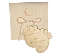 Moonbaby Carte en Bois Annonce Grossesse Bébé, Avec sa pochette,Petits pieds, Body Original