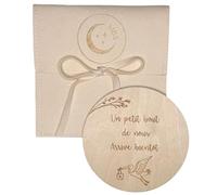 Moonbaby Un petit bout de nous arrive bientôt carte en bois annonce grossesse bébé avec sa pochette