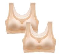 MOONBADI brassière Femme Jaune Clair (2pcs) Brassiere Sport Femme Fitness sans Armature avec Soutien-Gorge Sport Grand Maintien sans Couture Soutien Gorge Coton 115B