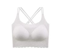 MOONBADI Brassiere Sport Femme Blanc Soutien Gorge sans Armature Sexy Crop Top pour Femme Brassiere Post Operatoire Soutiens-Gorge Classiques 100B
