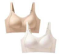 MOONBADI Brassiere Sport Femme Jaune Clair+Beige Soutien Gorge sans Armature pour Quotidien Femme Push Up Brassiere Soutien Gorge Minimiseur de Poitrine 85C