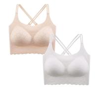 MOONBADI Brassiere Sport Femme Jaune Clair+Blanc Soutien Gorge sans Armature pour Quotidien Coton Doux et Résistant Soutien Gorge Confort et Loisir 95E