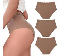 MOONBADI Culotte Femme Coton Invisible Brun Culottes pour Femmes Conception à Double Couche Doux Évacuation de L'humidité Slips Lot de 3 sous-vêtements en Coton XL