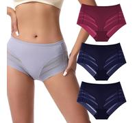 MOONBADI Culotte Femme Coton Invisible - léger et Confortable Conception à Double Couche Doux Évacuation de L'humidité Slips Lot de 3 sous-vêtements en Coton M
