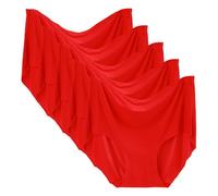 MOONBADI Culotte Femme Coton Taille Haute Rouge pour Quotidien Conception à Double Couche Doux Évacuation de L'humidité Slips Lot de 5 sous-vêtements en Coton XL