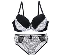 MOONBADI Ensemble sous Vetement Femme Blanc Soutien-Gorge et Culotte Transparente à Armatures en Maille Non doublée en Dentelle Florale Grande Taille Soutien Gorge Brassiere Femme 95B