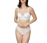 MOONBADI sous Vetements feminins Sexy Grande Taille avec Armature Blanc Non-Rembourré Confortable Soft Cup Minimiseur Bra Brassiere et Culotte 80B