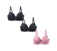 MOONBADI Soutien Gorge avec Armature - 3 pièces Schwarz+Rosa 85D élastique Soutien Gorge Grande Taille pour Forte Poitrine