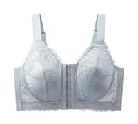 MOONBADI Soutien Gorge Grande Taille Ouverture Devant Dentelle Florale Ajourée sans Armature Grande Taille Femme Brassiere Minimiseur Bleu Sexy Crop Top 100B