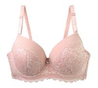 MOONBADI Soutien Gorge Rose Clair Classique en Microfibre Flower Grande Taille Minimiseur Soutien Gorge Couverture complète 90D