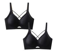 MOONBADI Soutiens Gorge de Sport Femme Brassiere Sommeil sans Fil Poitrine Respirante, Noir Brassière sous-vêtements 100D