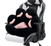 MOONBEEKI Coussin de Chaise en Peluche Confortable en Forme de Patte de Chat pour Chaise de Gamer 71,1 x 61 cm - Joli siège Kawaii pour Fille, employée, Salle à Manger, Chambre à Coucher, Noir