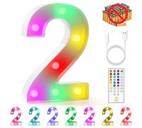 Mooncow Lettres lumineuses rechargeables - Lettres colorées pour auvent avec télécommande, cadeaux pour chambre, maison, bar, fête (2)