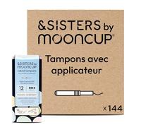 Mooncup Tampons avec Applicateur - Peau Sensible - 144 Unités, Super+ | Tampons Coton Bio Sans Plastique, Anti-Irritation - Applicateur Carton Recy o-Responsable, Confort & Soin