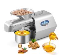 Moongiantgo 1800w Presse à Huile Intelligente en Acier Inoxydable, Froide/Chaude avec Contrôle de Température, Tige Allongée, Faible Bruit pour Arachides, Noix, Sésame(Pas d'Olive), 13-19 Livres/Heure