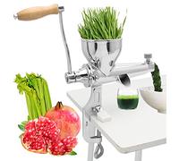 Moongiantgo Extracteur de Jus Manuel d'Herbe de Blé, Presse-Agrumes Acier Inoxydable pour Fruits et Légumes, Ventouse Sous Vide & 5,5cm Pince de Table, pour Céleri, Gingembre, Persil, Grenade, Raisins
