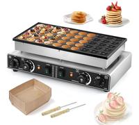 Moongiantgo Machine à Crêpes Hollandaise à 50 Trous - En Acier Inoxydable Avec Moule En Aluminium épais, Régulation De Température De 50-300°c Et Minuteur De 5 Minutes, Surface Anti-Adhésive, 220v