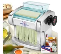 Moongiantgo Machine à Pâtes Électrique, 2 Lame, 9 Vitesses Réglage 0.5-5mm | Laminoir a Pates Fraiches, Acier Inoxydable, Lames Rond de 2.5 mm et Plat de 4 mm, pour Fettuccine, Tagliolini, Raviolis