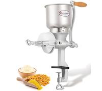 Moongiantgo Moulin à Céréales Manuel avec Grande Trémie de 13cm & Pince de Table 4cm, Finesse de Broyage Réglable, Broyeur à Grains en Fonte, pour Noix, Café, Céréales, Graines, Maïs, Épices
