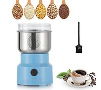 Moongiantgo Moulin à Céréales Multifonctionnel 200W 14500rpm, Moulin à Café Ultra-Fin, 300ml Broyeur à Épices Électrique Portable, Acier Inoxydable, Parfait pour Matières Sèches, Herbes, Café (Bleu)