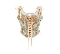Moonight Corsets pour femme Ren Faire Corset Renaissance Floral Lace Up Overbust Corset Gilet, beige, X-Large