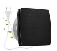 Moonjor Extracteur d'air 100mm Panneau Aluminium Brossé | Ventilateur d'Extraction de Fenêtre, Clapet Anti-retour, 1m de Cordon UE, Pour Cuisine Salle de Bain Serre Garage
