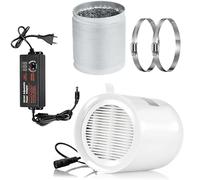 Moonjor Ventilateur axial de 100 mm, extracteur de conduit 12 V CC avec tuyau de conduit de 2 m, régulateur pour salle de bain, garage, bureau, tente de culture, cuisine