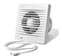 Moonjor VMC Extracteur 150mm Salle de Bain 22W | Extracteur d'Air Avec Clapet Anti Retour, 1m UE Prise pour Salle de Bain,Cuisine,Bureau,WC