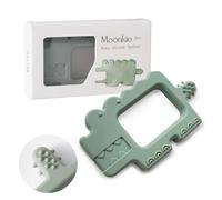 Moonkie Anneau Dentition Bebe, Jouet Dentition Bébé Silicone, Grignoteuse Bébé, Anneaux de Dentition sans BPA, Cadeau Naissance, Brosse a Dent pour Bébés 0-6 6-12 Mois(Crocodile Vert gris)