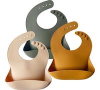 Moonkie Bavoirs Bebe(3PCS), Bavoir Silicone, Bavoir Imperméable Bébé, sans BPA, Ajustables pour Bébés et Jeunes Enfants